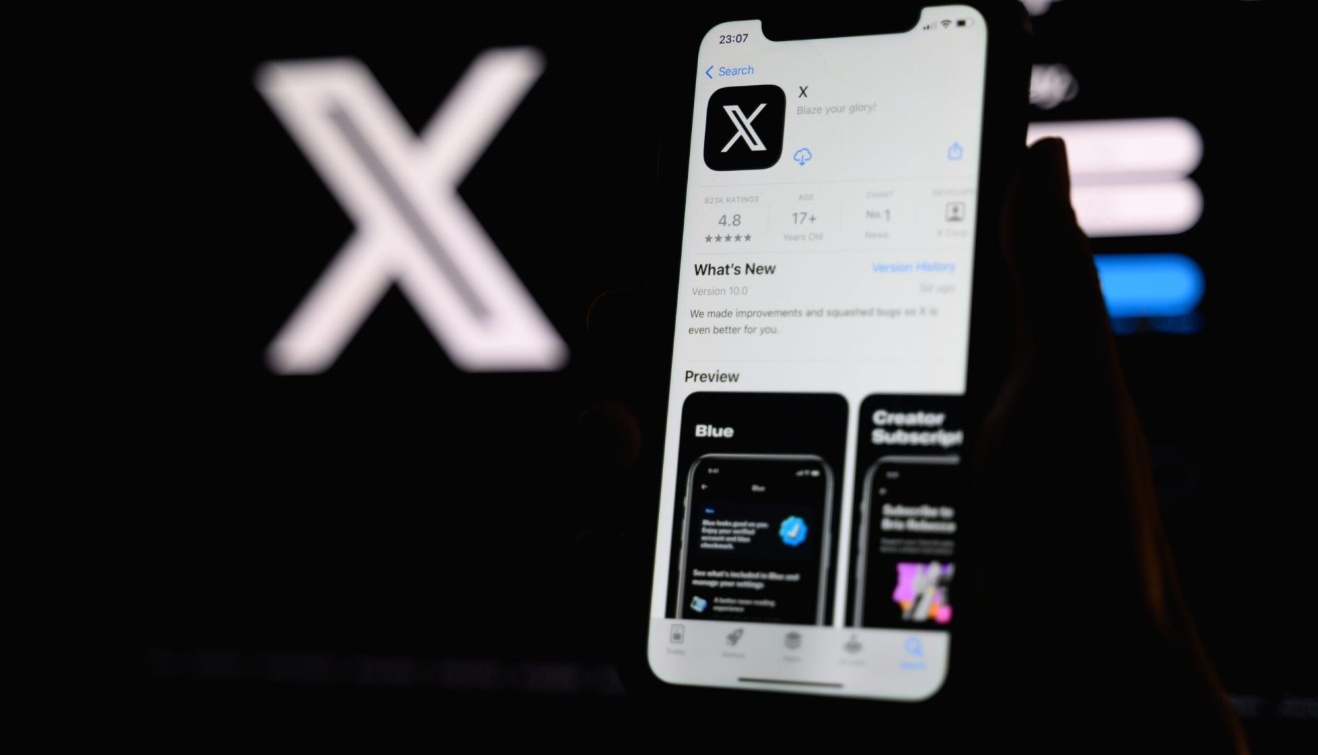 Bangkok Thailand 5 Aug 2023 Twitter social media application change logo to X Elon Musk CEO of twitter rebranded Twitter to X Social media application technology concept #image_title